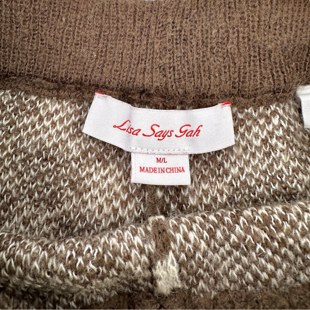 Lisa Says Gah Lucinda Mocha Brown & Ivory White Lightweight Knit Shorts sz S/M - Picture 9 of 12